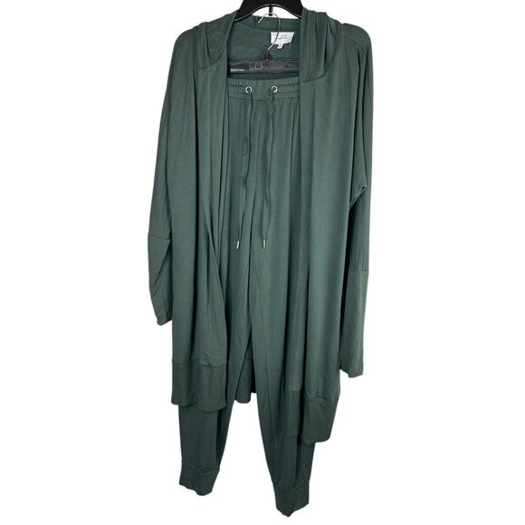 Soma Set WKND Soft Brushed Terry Hooded Cardigan & Jogger 2 Piece Green Medium - Picture 2 of 16